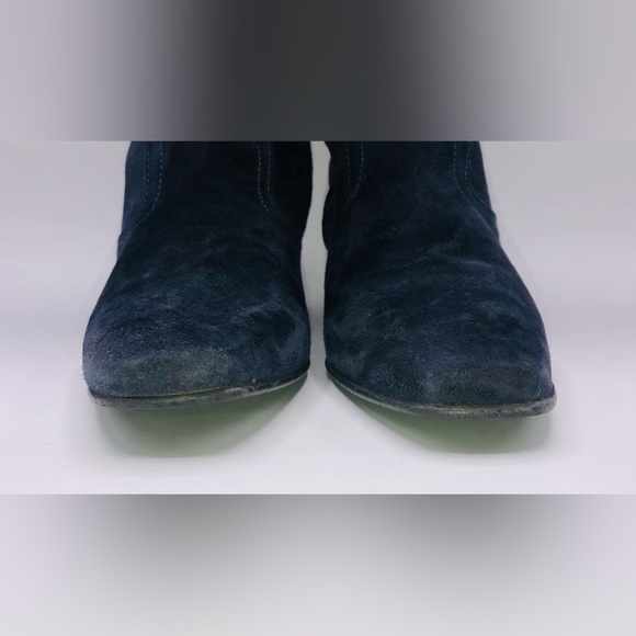 Stokton Scarpe Giovani Italy Blue Suede Block Heel Ankle Boots Women’s 38 Zip - Picture 3 of 16